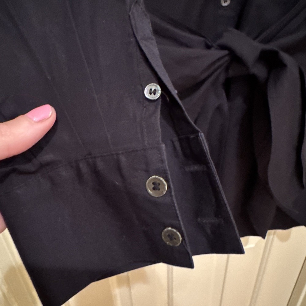Veronica Beard Size 10 Belted Long Sleeve‎ Dress Black Button Up Classic Capsule - Picture 5 of 12